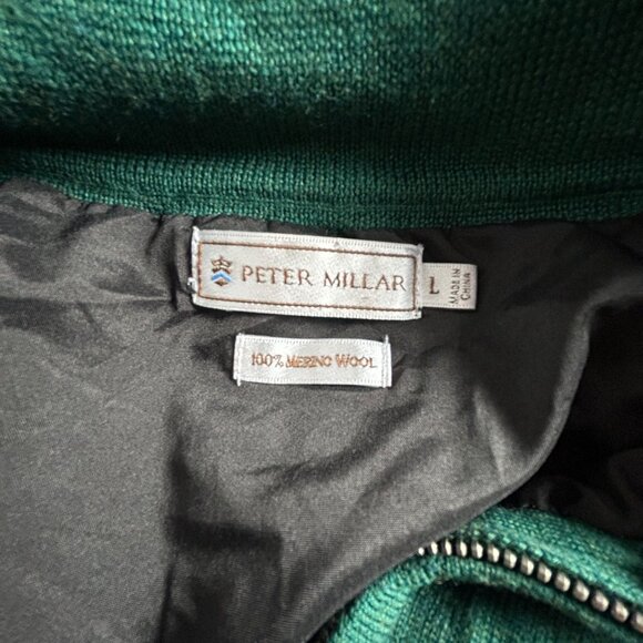 Peter Millar Mens Green Merino Wool Sleeveless 1/2 Zip Sweater Vest Size Large - Picture 3 of 7